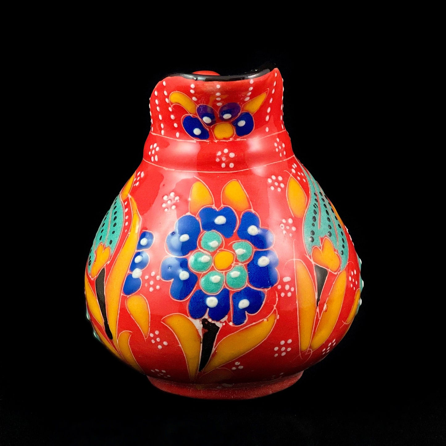 Handmade Creamer, Functional and Decorative Turkish Pottery, Cottagecore Style, Coral Red