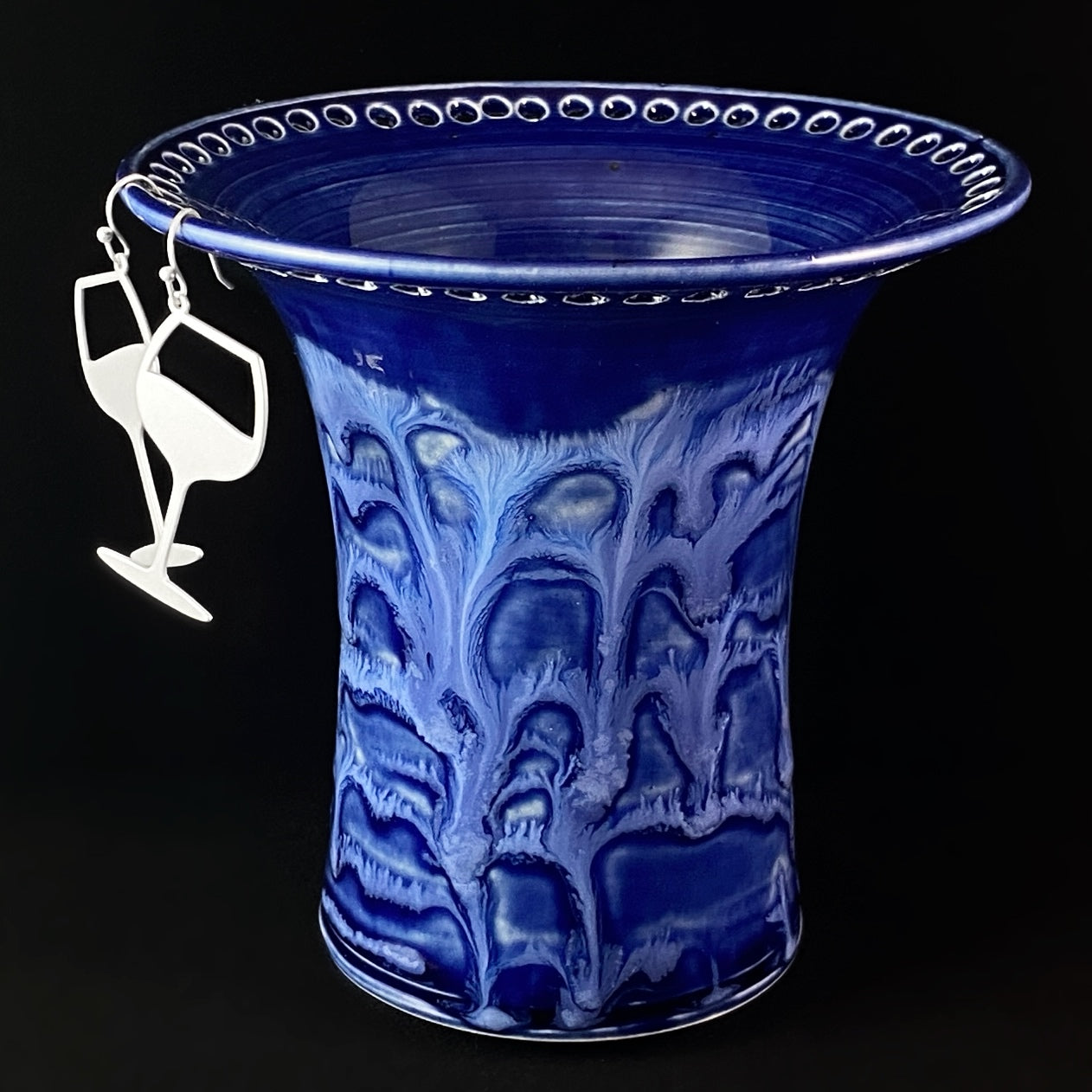 Handmade Deep Blue Waves Earring Holder Functional