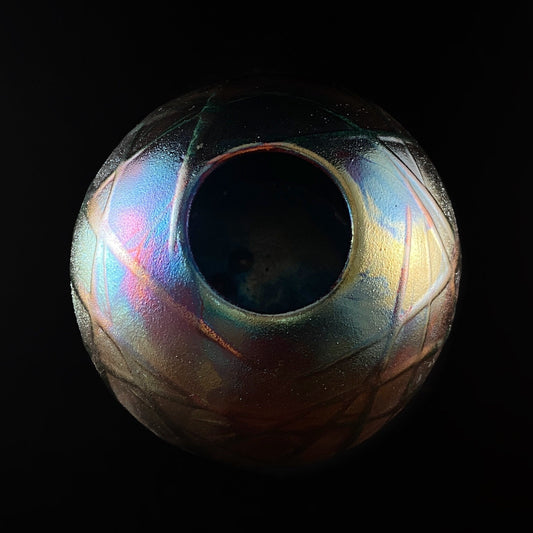 Handmade Egg Shaped Vase, Raku Art Pottery, Decorative Pottery