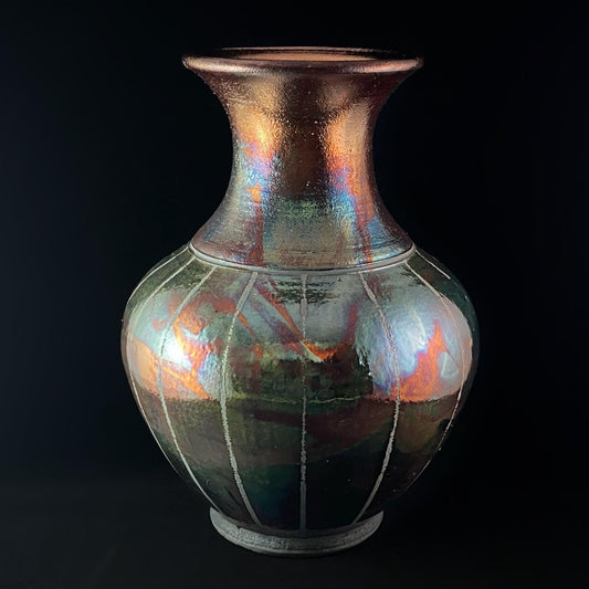 Handmade Emmie Vase, Raku Art Pottery, Decorative Pottery