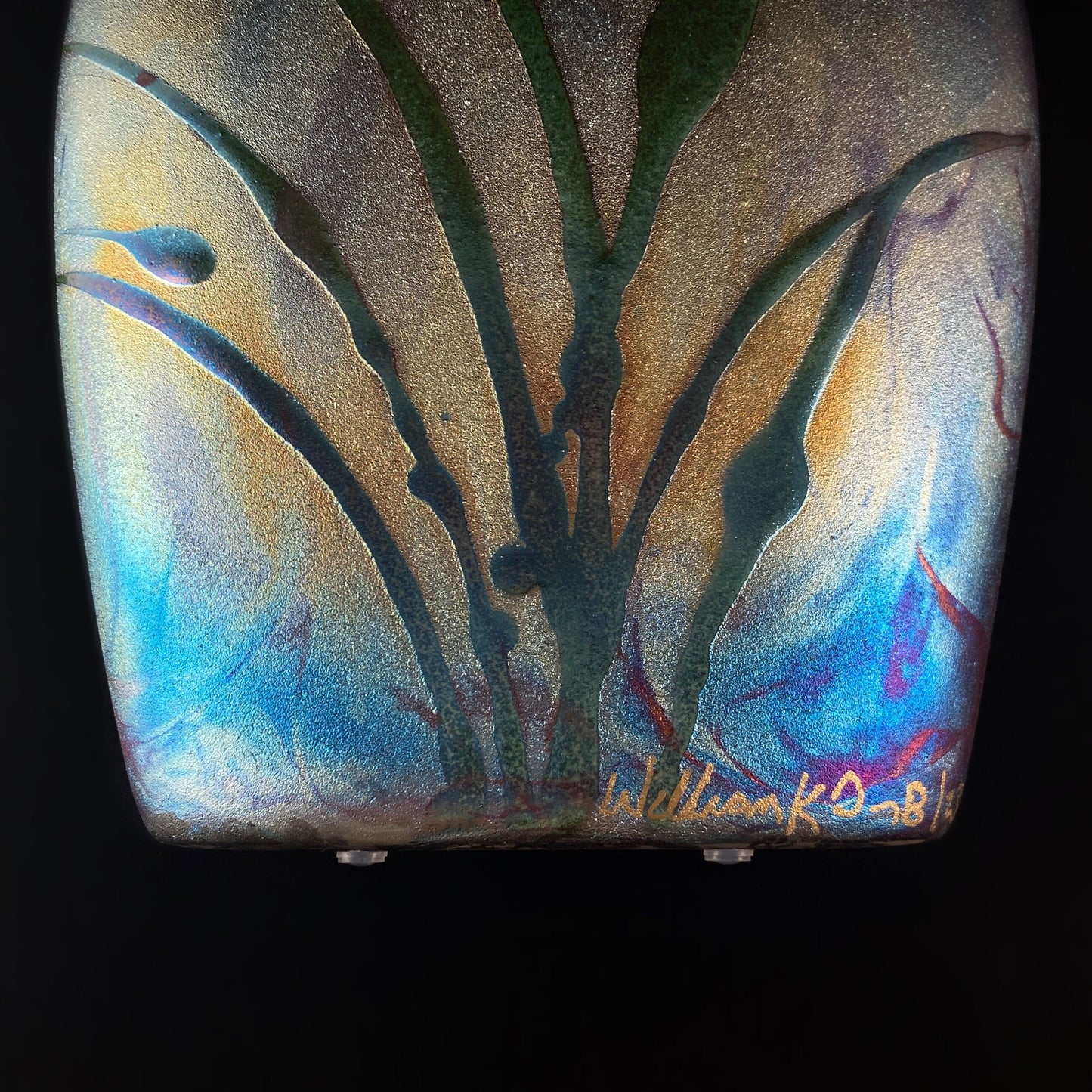 Handmade Flask Vase, Raku Art Pottery, Decorative Pottery