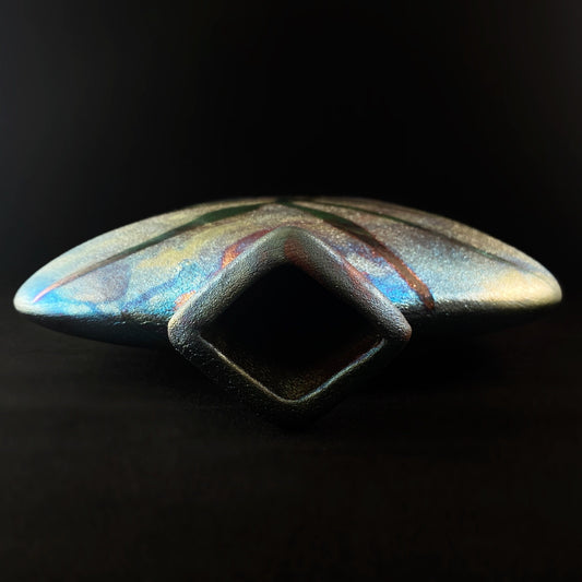 Handmade Flask Vase, Raku Art Pottery, Decorative Pottery