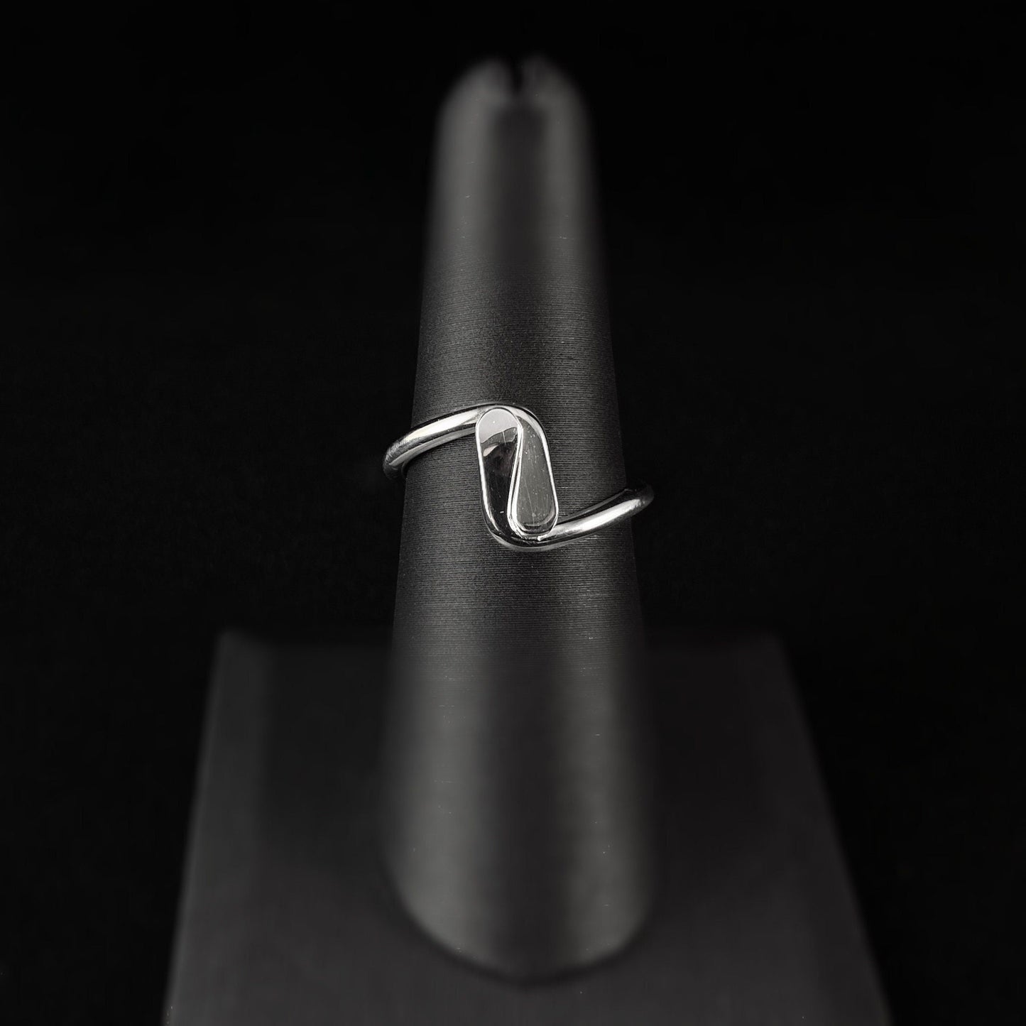 Handmade Forged Sterling Silver Hug Ring, Made in USA - Reflections, Size 7