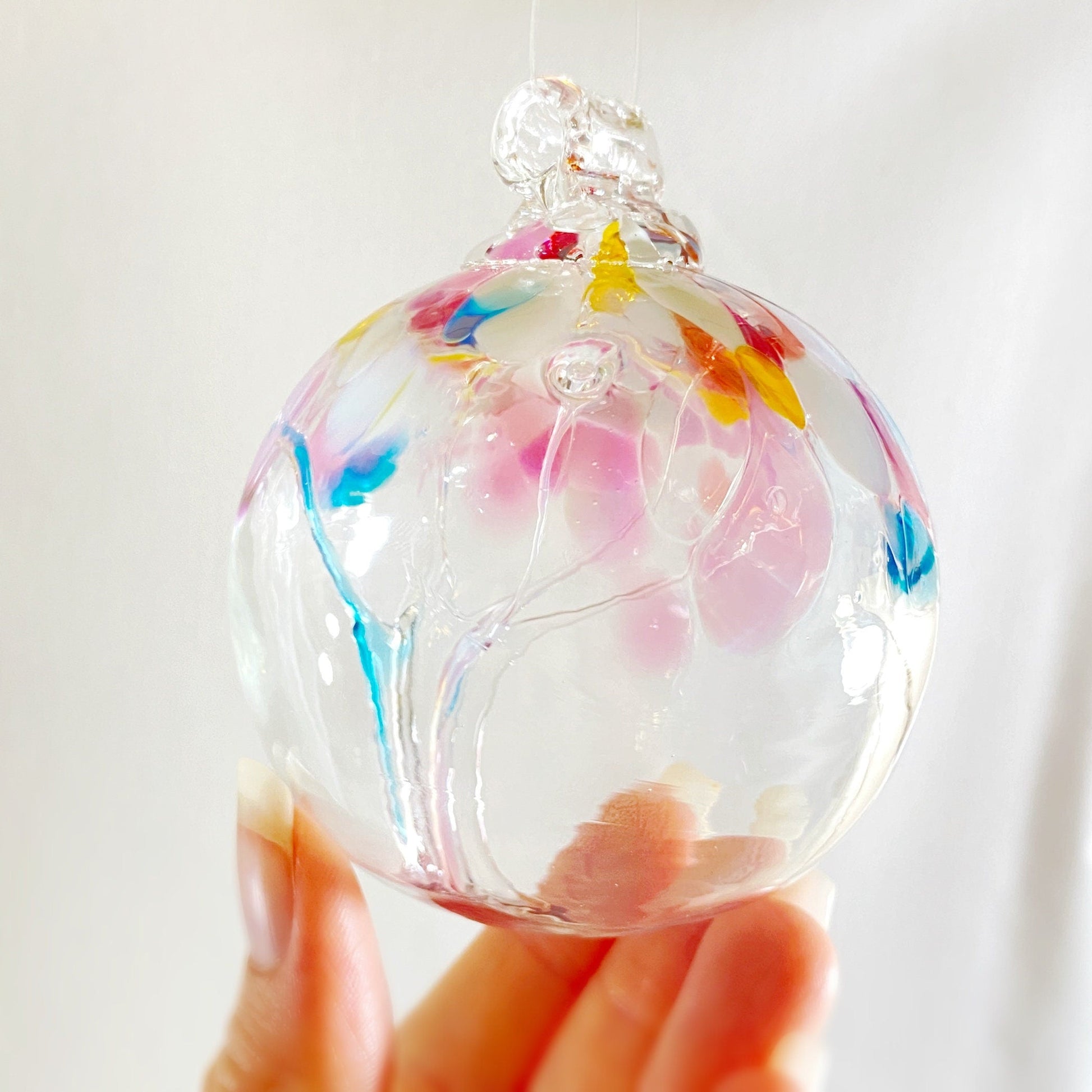 Handmade Glass Art 2” Globe Ornament - Tree of Memories