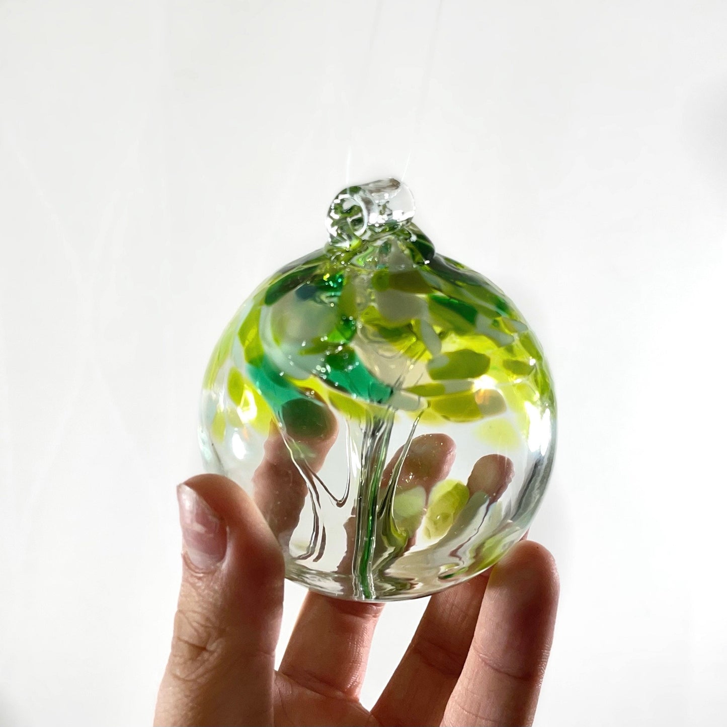 Handmade Glass Art 2” Globe Ornament - Tree of Wellbeing