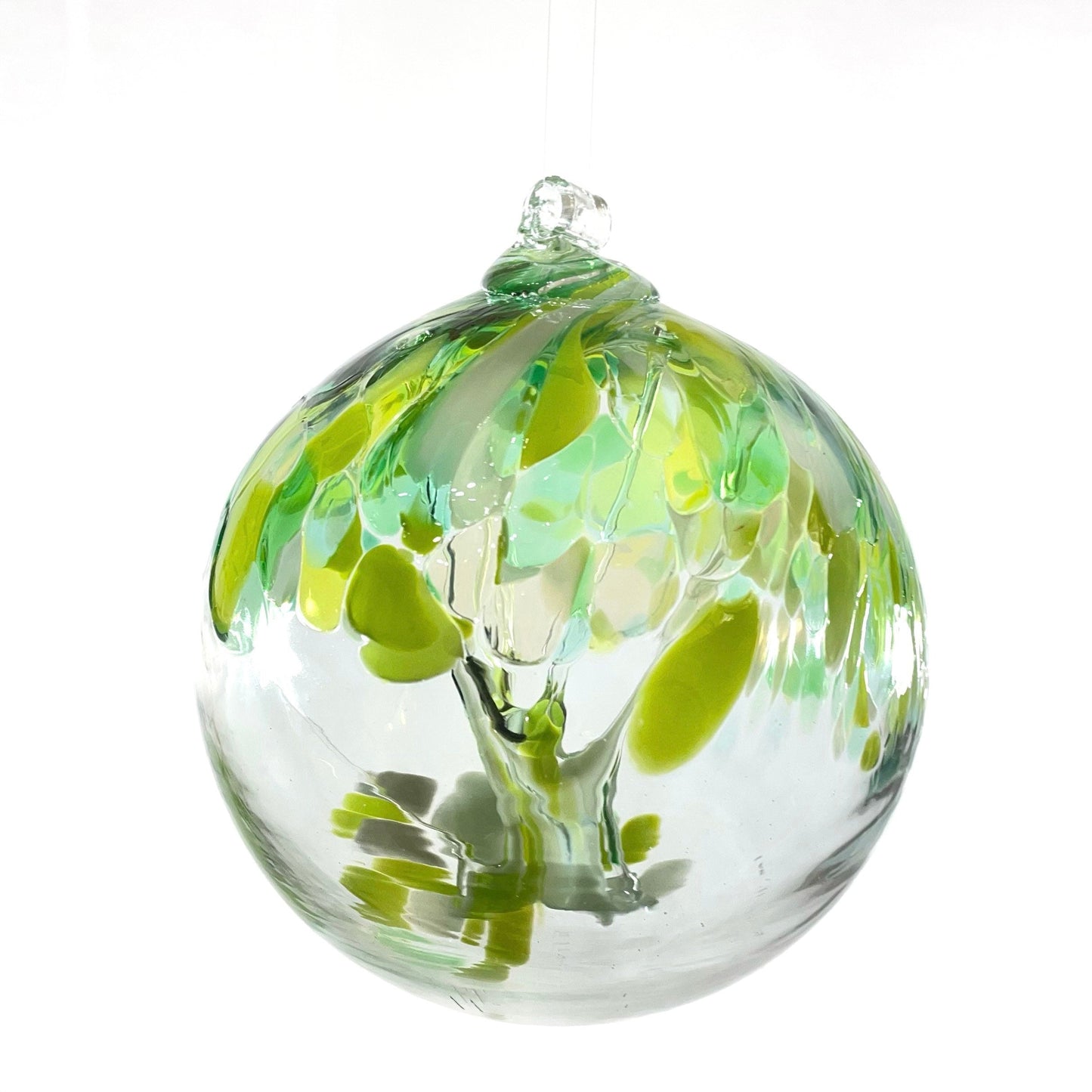 Handmade Glass Art 6” Globe Ornament - Tree of Wellbeing