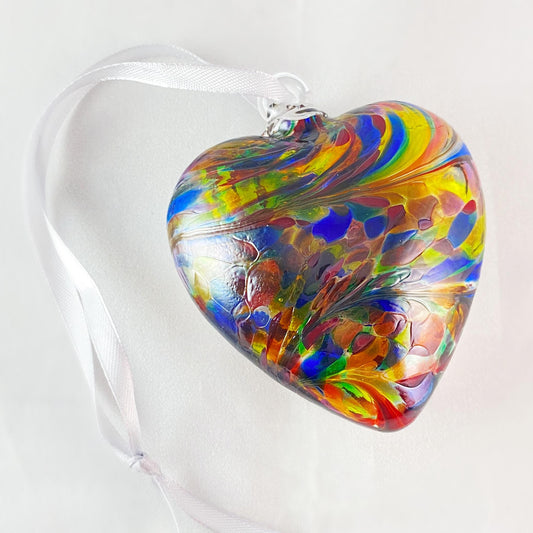 Handmade Glass Friendship Heart Ornament - Multicolor