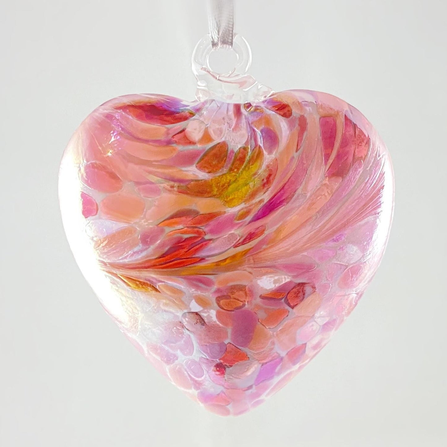 Handmade Glass Friendship Heart Ornament - Pastel Pink