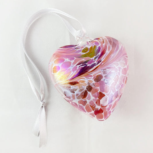 Handmade Glass Friendship Heart Ornament - Pastel Pink