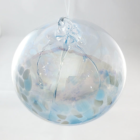 Handmade Glass Witches Ball - Light Blue (Iridescent)