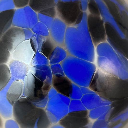 Handmade Glass Witches Ball, #22 - Blue/Black
