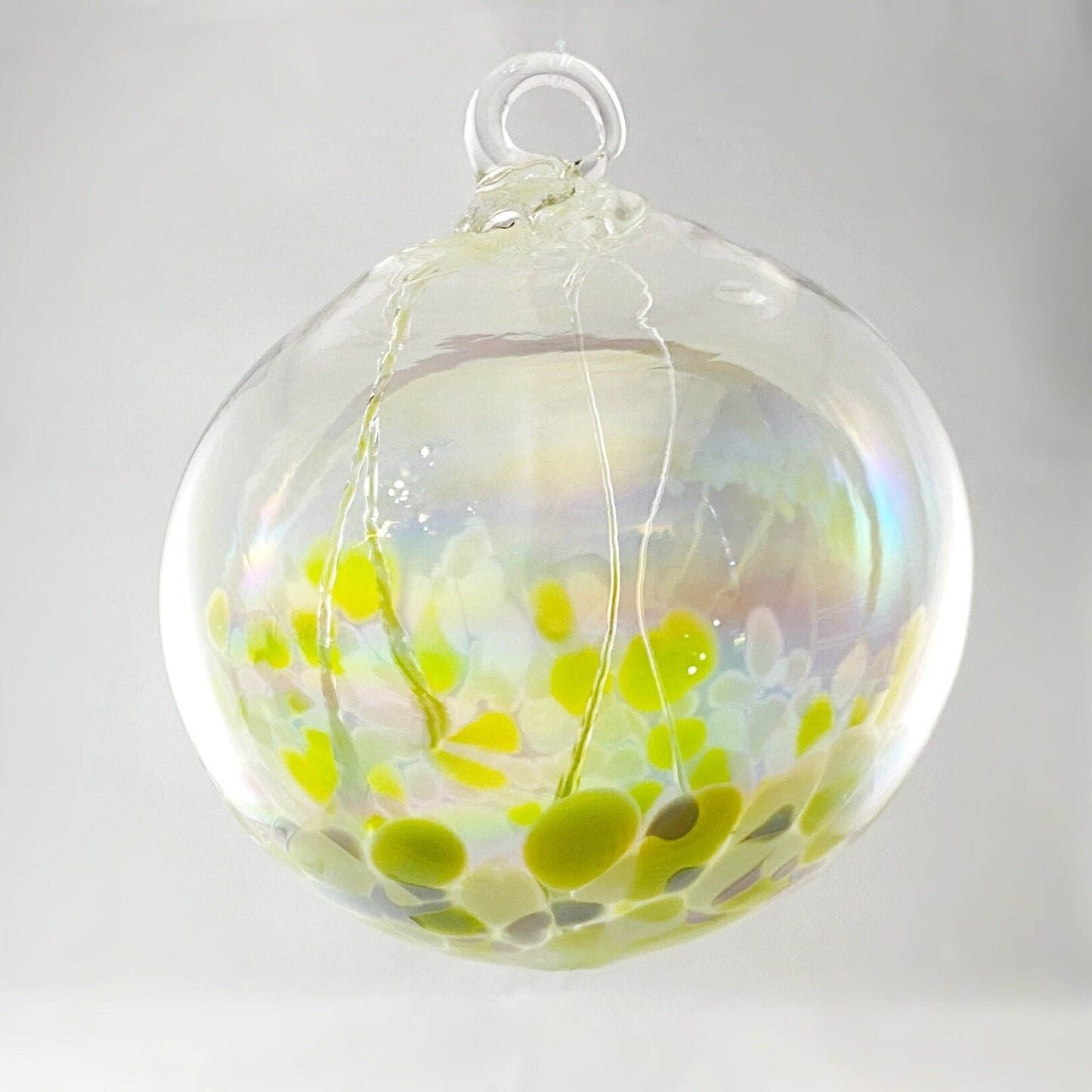 Handmade Glass Witches Ball, #4 - Chartreuse (Iridescent)