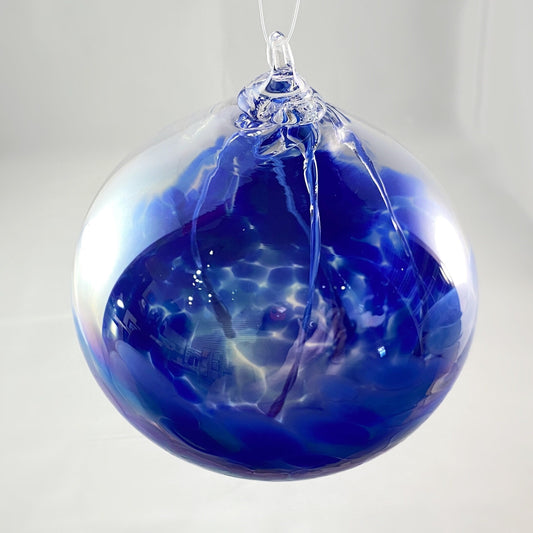 Handmade Glass Witches Ball - Iridescent Blue
