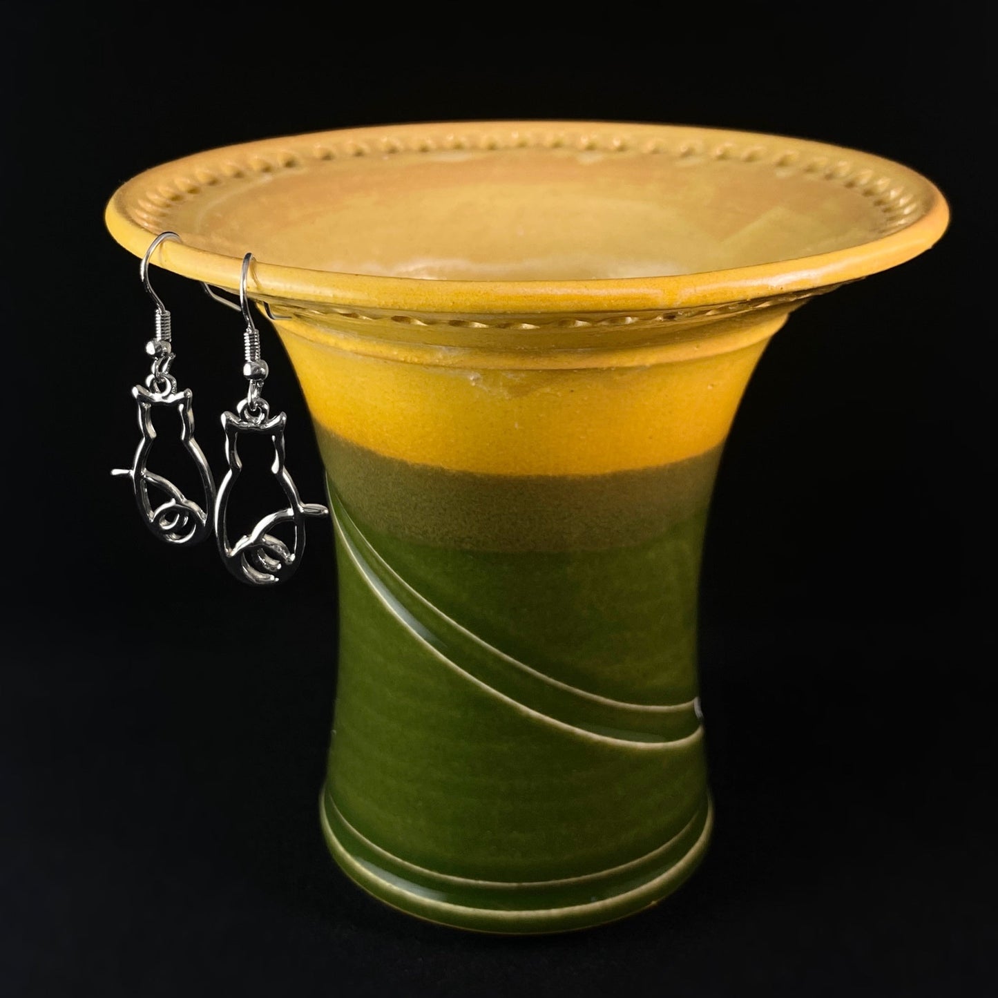 Handmade Green and Gold Earring Holder Functional