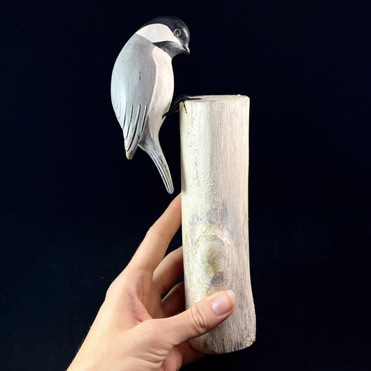 Handmade, Hand-painted Wooden Chickadee