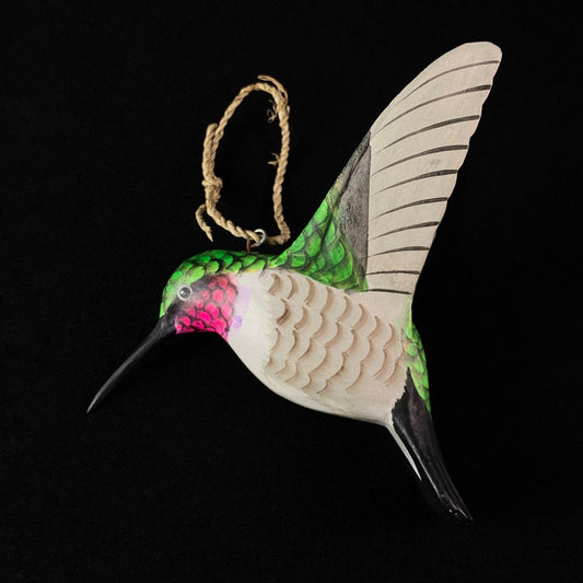 Handmade, Hand-painted Wooden Hummingbird Ornament