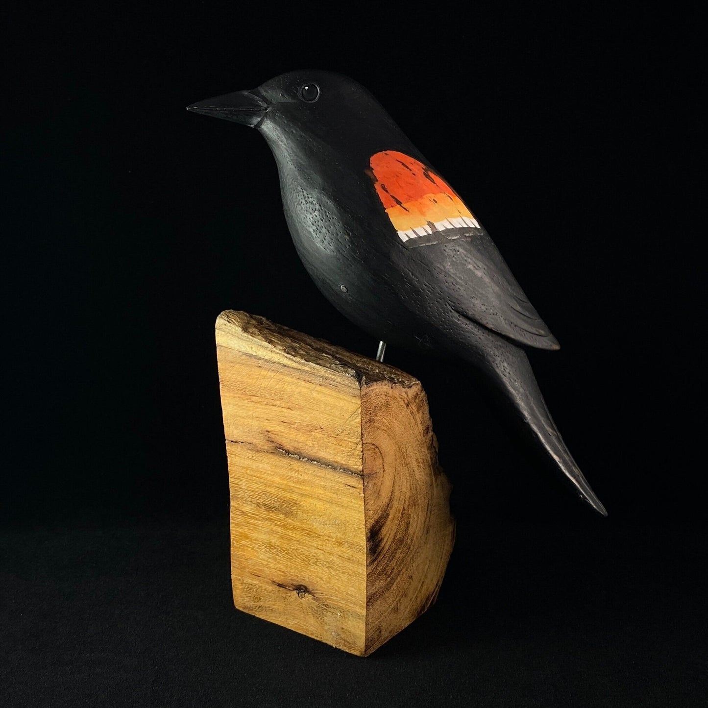 Handmade, Hand-painted Wooden Red-winged Blackbird