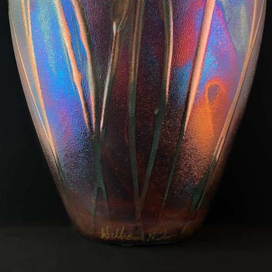 Handmade Large Bottle Vase, Raku Art Pottery, Decorative Pottery