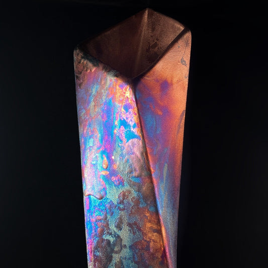 Handmade Large Twisting Vase, Raku Art Pottery, Decorative Pottery