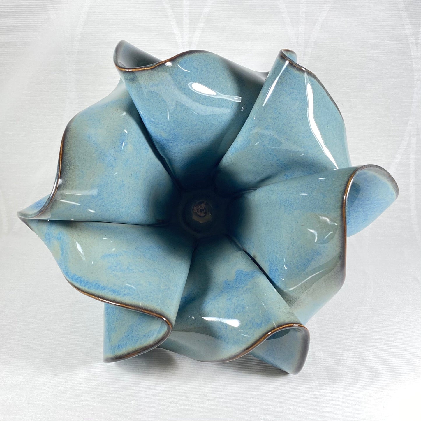 Handmade Light Blue Sculpted Vase, Functional and Decorative Pottery