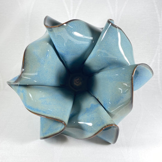Handmade Light Blue Sculpted Vase, Functional and Decorative Pottery