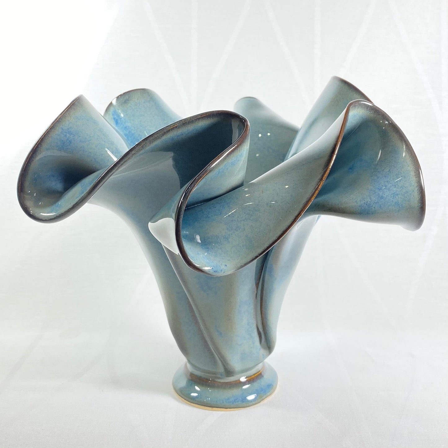 Handmade Light Blue Sculpted Vase, Functional and Decorative Pottery