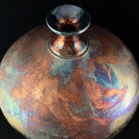 Handmade Lily Vase, Raku Art Pottery, Decorative Pottery