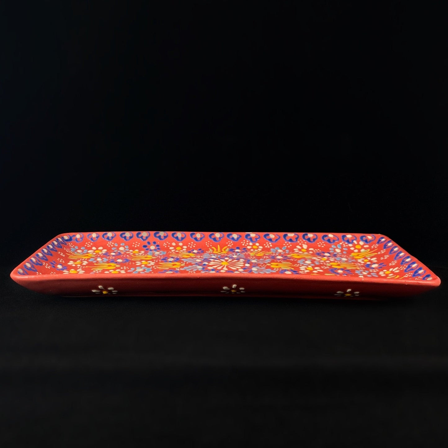 Handmade Lipped Tray, Functional and Decorative Turkish Pottery, Cottagecore Style, Red