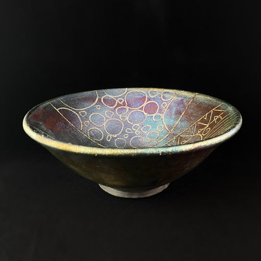 Handmade Maria Bowl, Raku Art Pottery, Decorative Pottery
