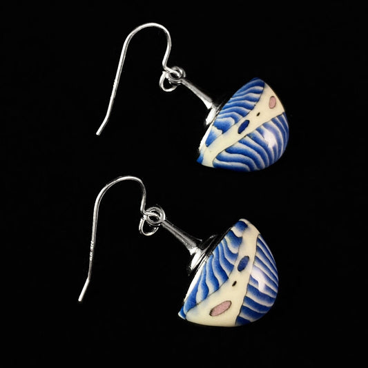 Handmade Millefiori Porcelain Blue China Drop Earrings, Handmade- BLS