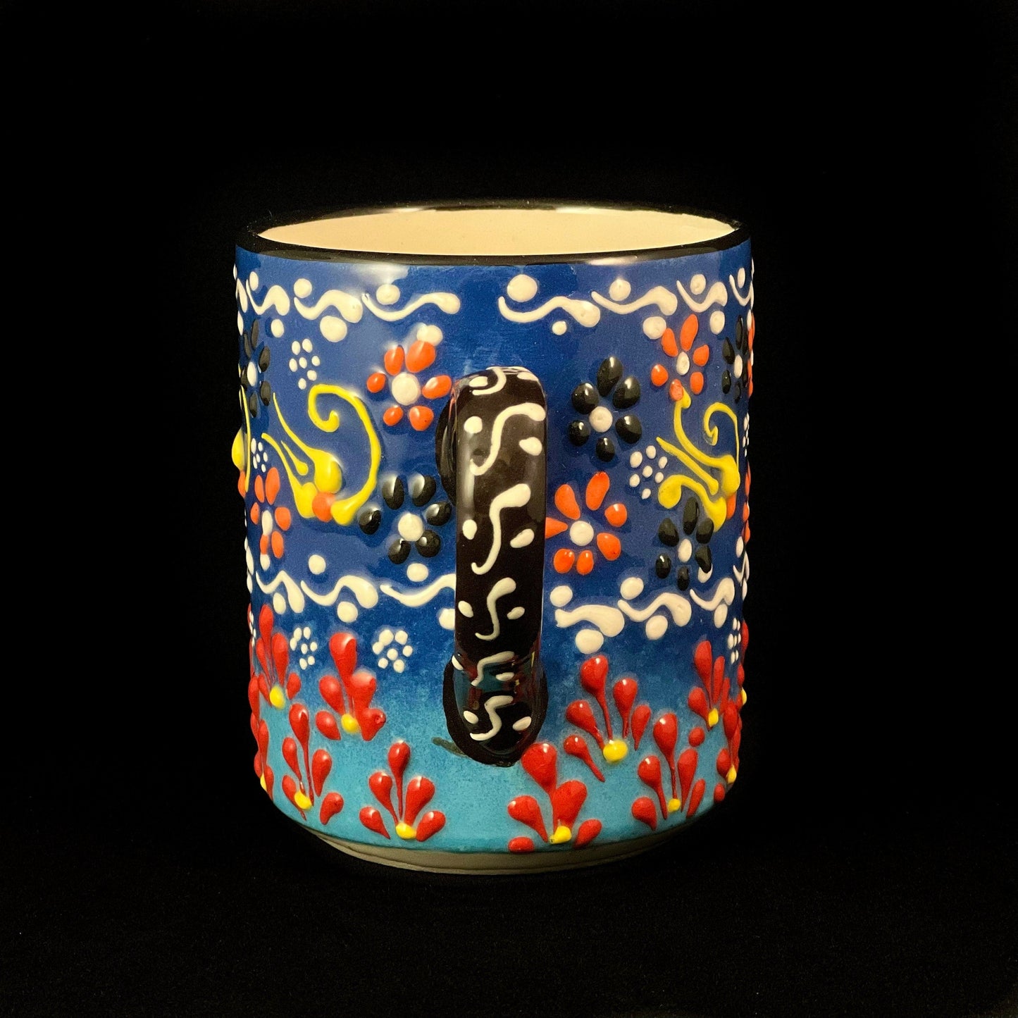 Handmade Mug, Functional and Decorative Turkish Pottery, Cottagecore Style, Blue