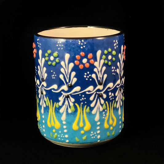 Handmade Mug, Functional and Decorative Turkish Pottery, Cottagecore Style, Blue