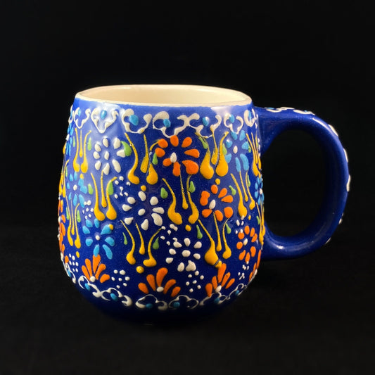 Handmade Mug, Functional and Decorative Turkish Pottery, Cottagecore Style, Blue