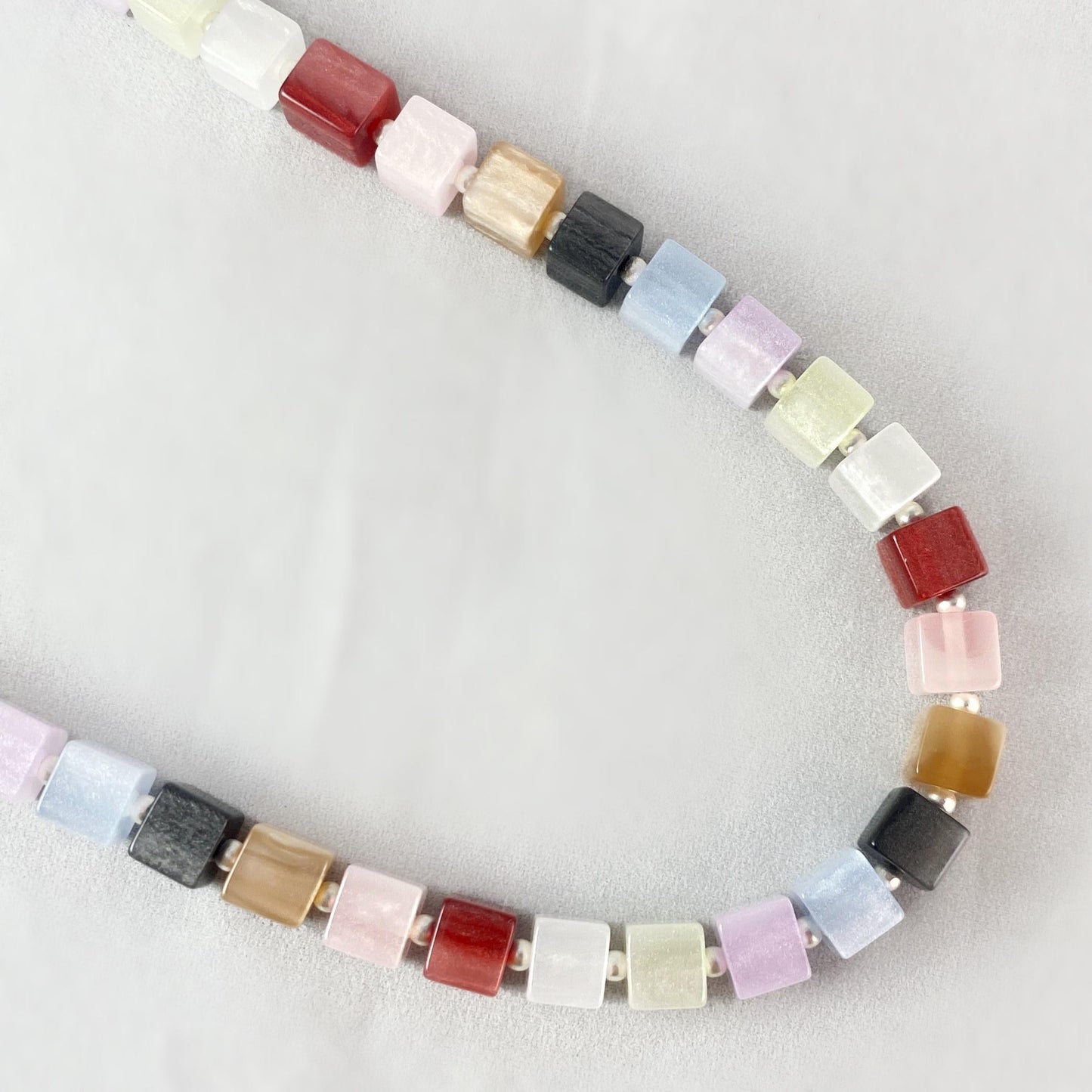 Handmade Multicolor Crystal Cube Necklace, Hypoallergenic - Origin