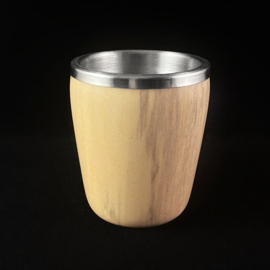 Handmade Natural Wood and Stainless Steel Shot Glass, Magnolia - Handmade in USA