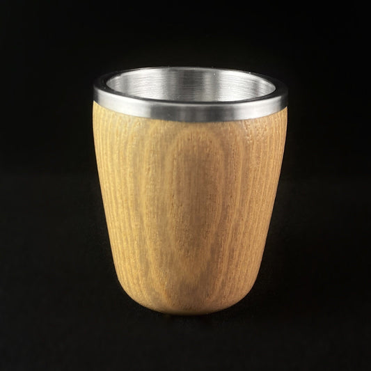 Handmade Natural Wood and Stainless Steel Shot Glass, Sassafras - Handmade in USA