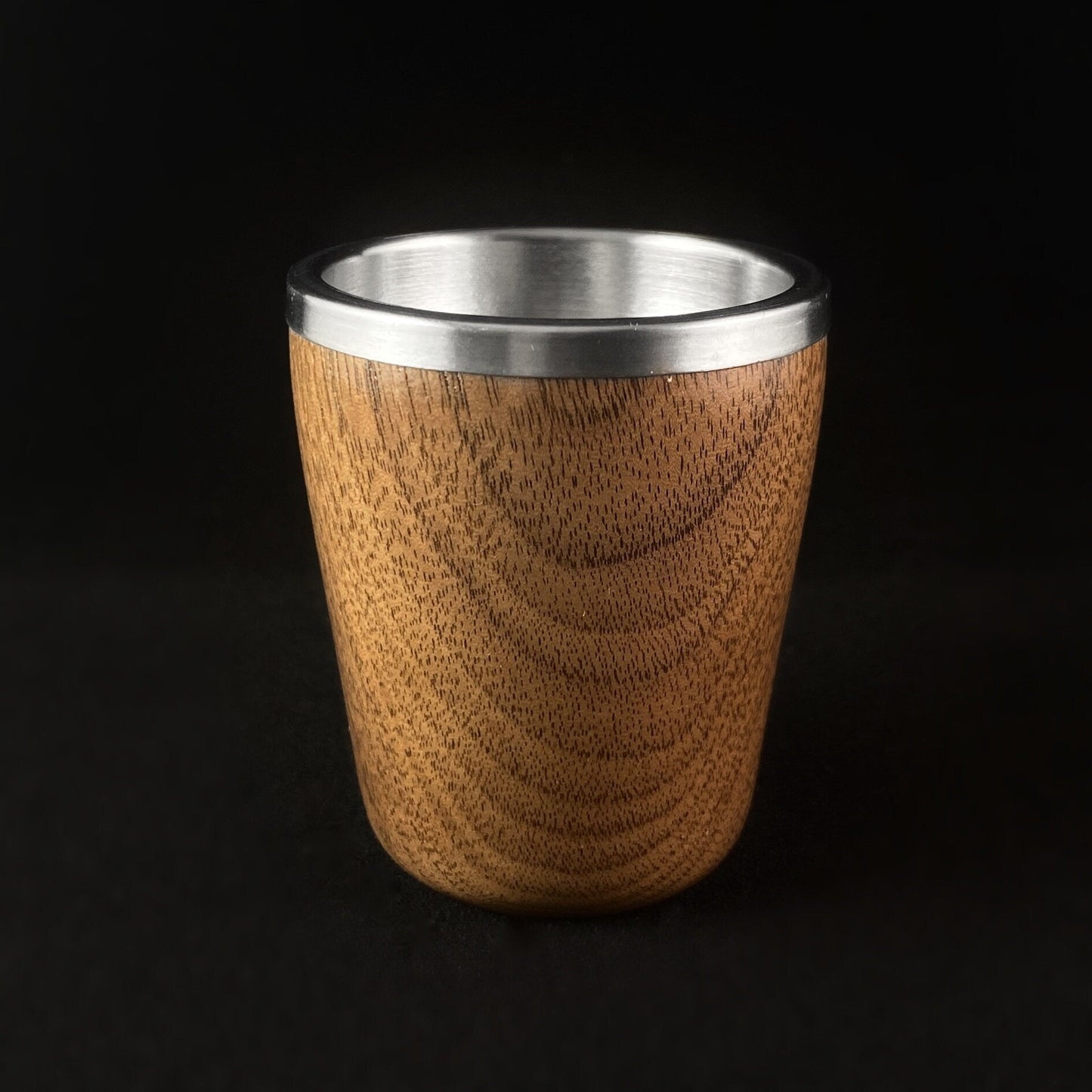 Handmade Natural Wood and Stainless Steel Shot Glass, Walnut - Handmade in USA