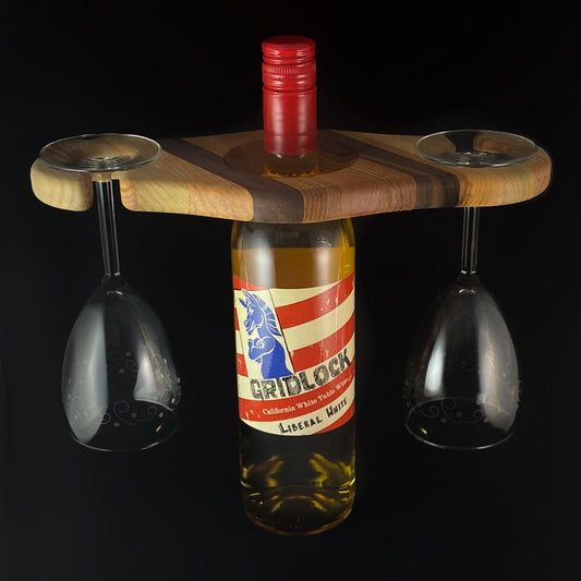 Handmade Natural Wood Wine Caddy, Assorted Woods - Handmade in USA