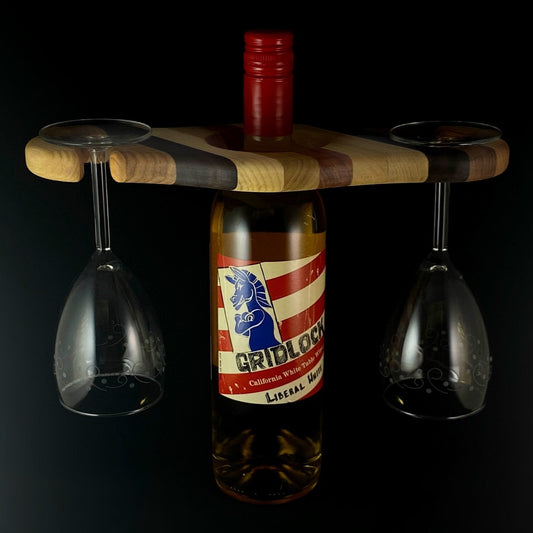 Handmade Natural Wood Wine Caddy, Assorted Woods - Handmade in USA