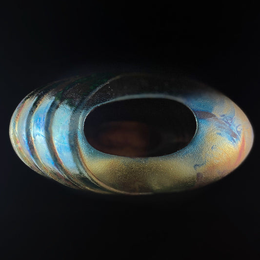 Handmade Oval Deco Vase Raku Art Pottery, Decorative Pottery