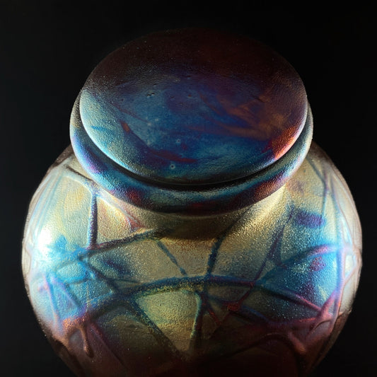 Handmade Petite Round Vase With Lid, Raku Art Pottery, Decorative Pottery