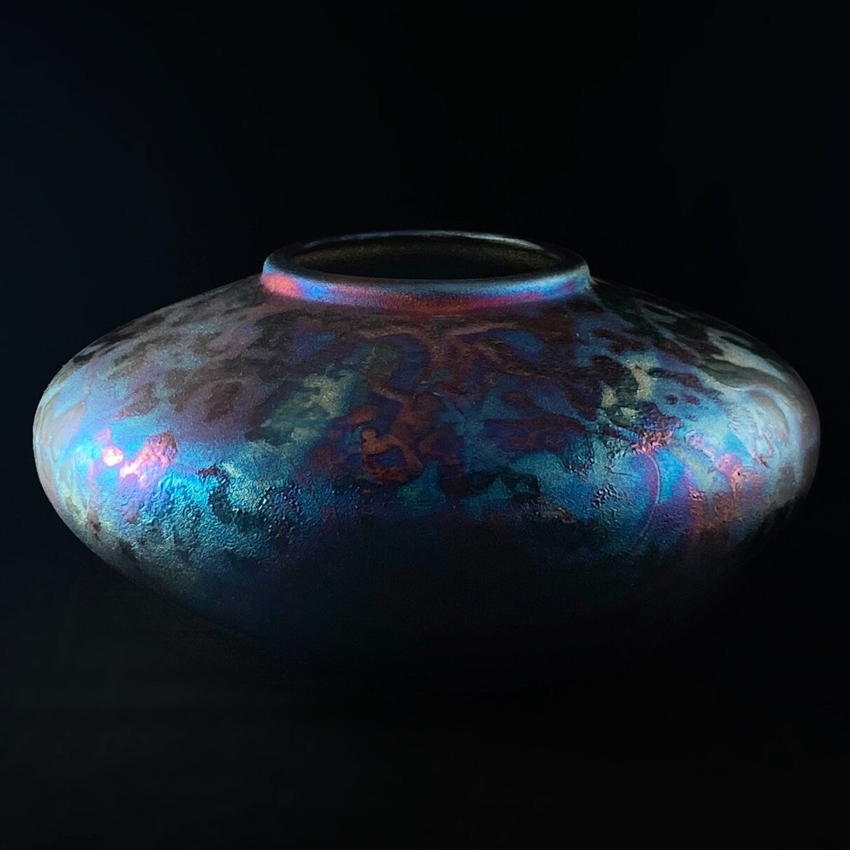 Handmade Pillow Vase, Raku Art Pottery, Decorative Pottery