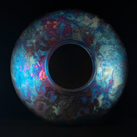 Handmade Pillow Vase, Raku Art Pottery, Decorative Pottery