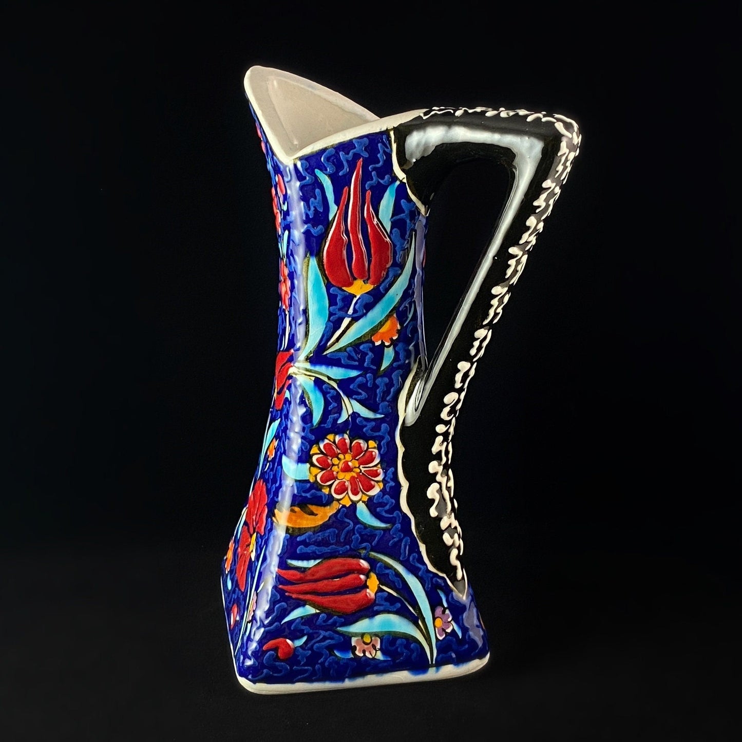 Handmade Pitcher, Functional and Decorative Turkish Pottery, Cottagecore Style, Blue