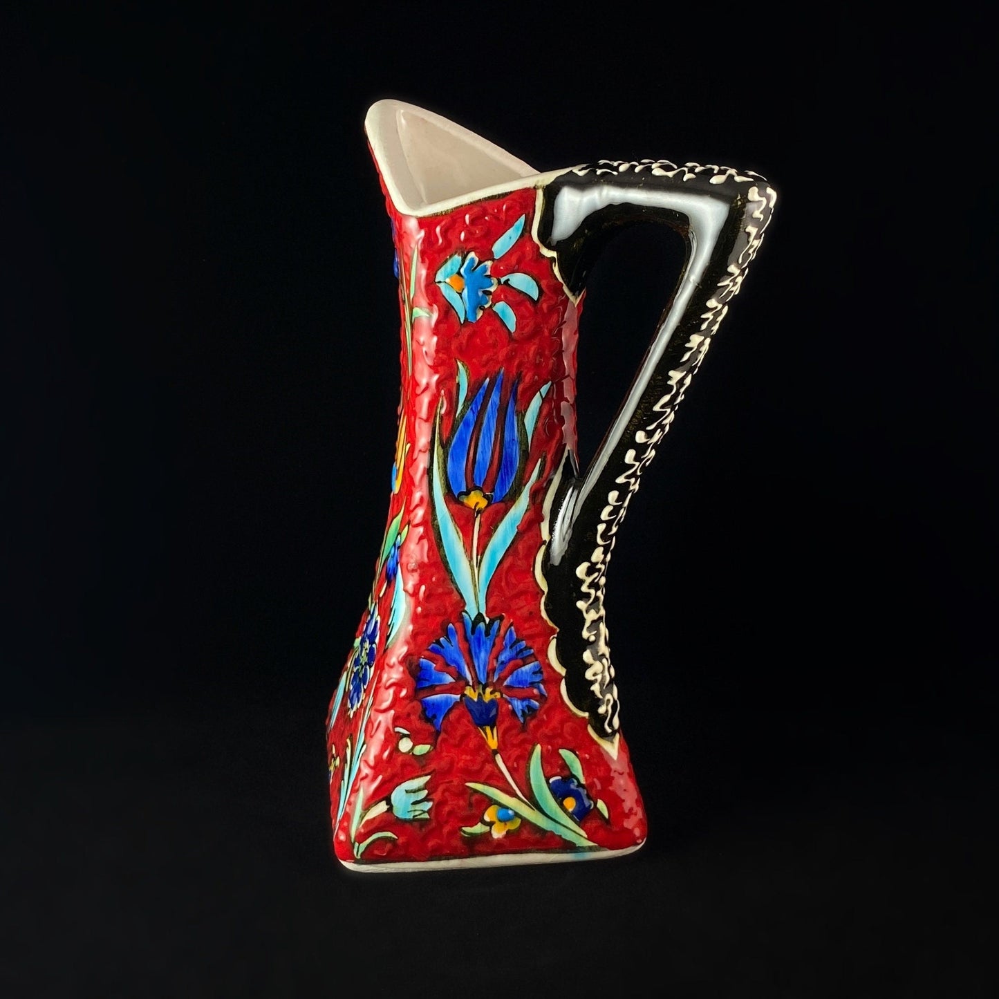 Handmade Pitcher, Functional and Decorative Turkish Pottery, Cottagecore Style, Red