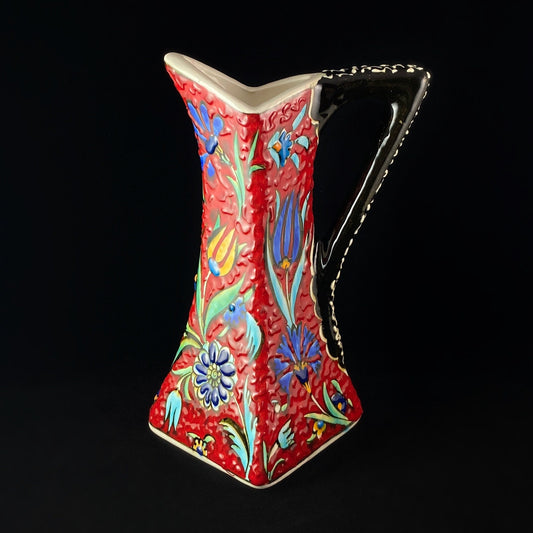 Handmade Pitcher, Functional and Decorative Turkish Pottery, Cottagecore Style, Red
