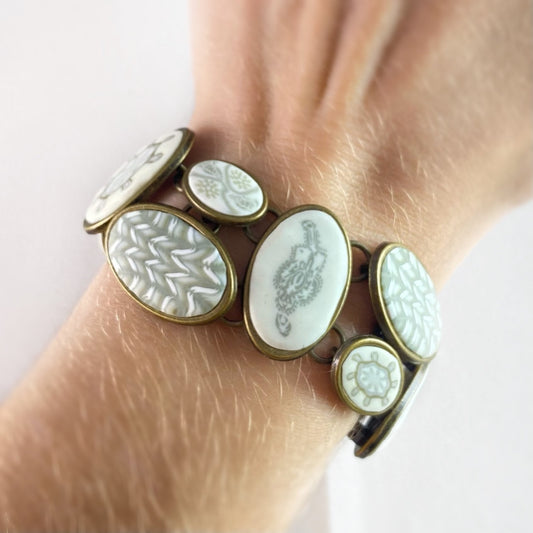 Handmade Polymer Clay Oval Bead Bracelet