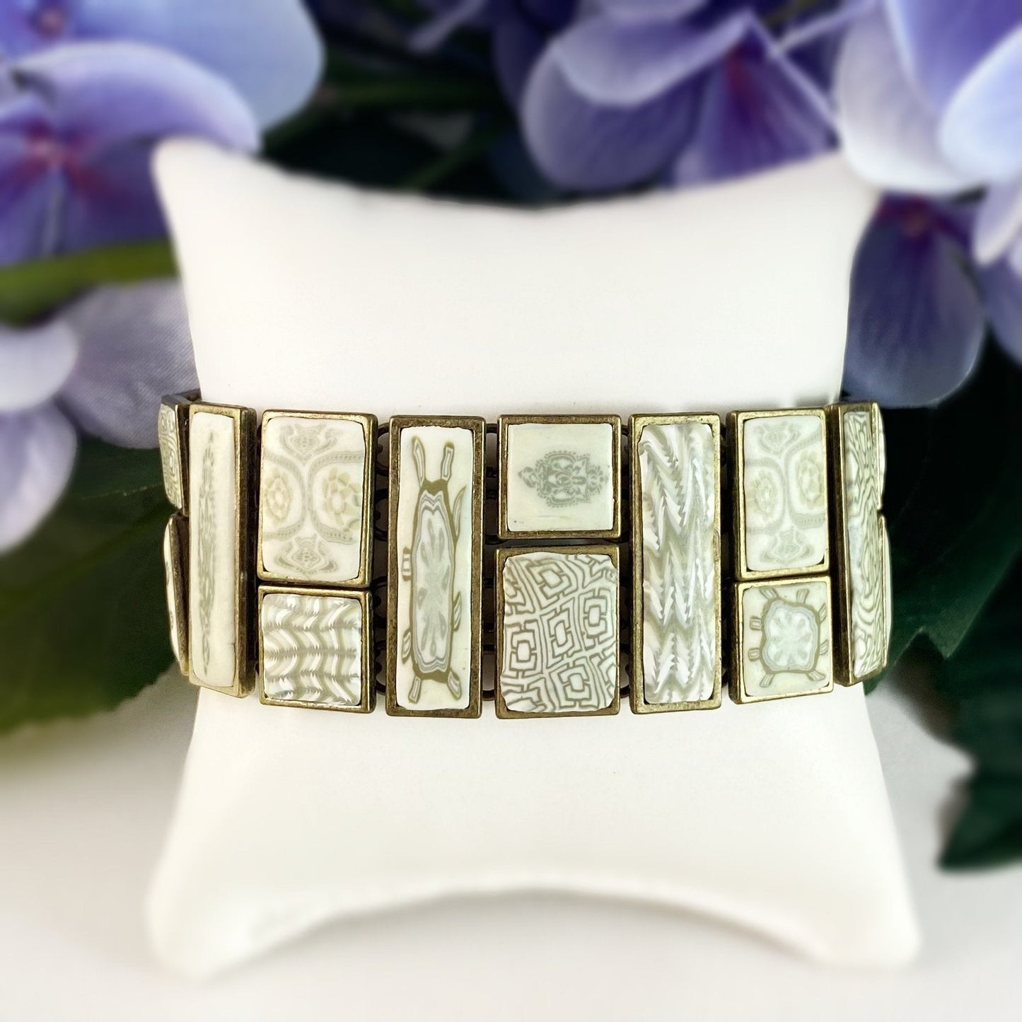 Handmade Polymer Clay Square Bead Bracelet