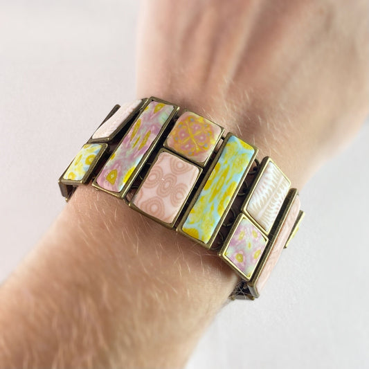 Handmade Polymer Clay Square Bead Bracelet