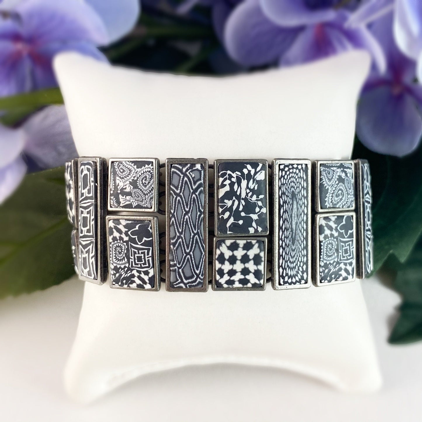 Handmade Polymer Clay Square Bead Bracelet